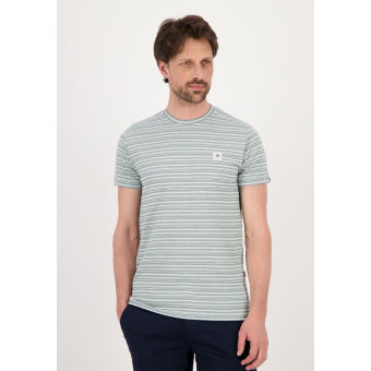 Gabbiano T-Shirt Jacquard Stripe Sea Green