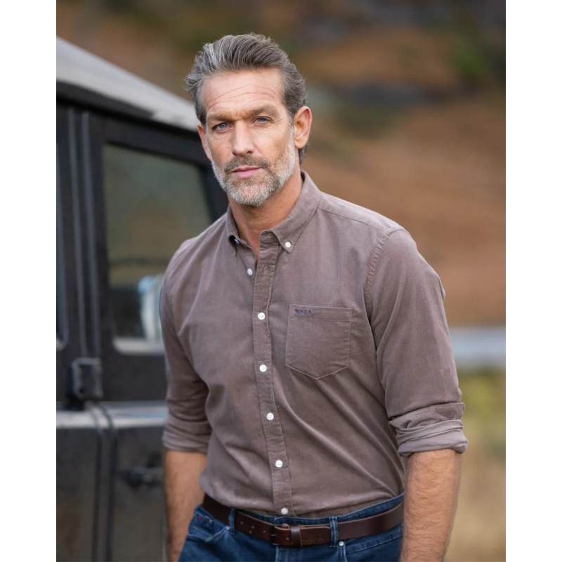 NZA New Zealand Auckland Shirt Corduroy Grey Brown