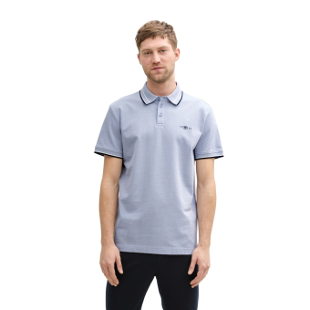 Tom Tailor Polo Shirt Pique Dove Blue White