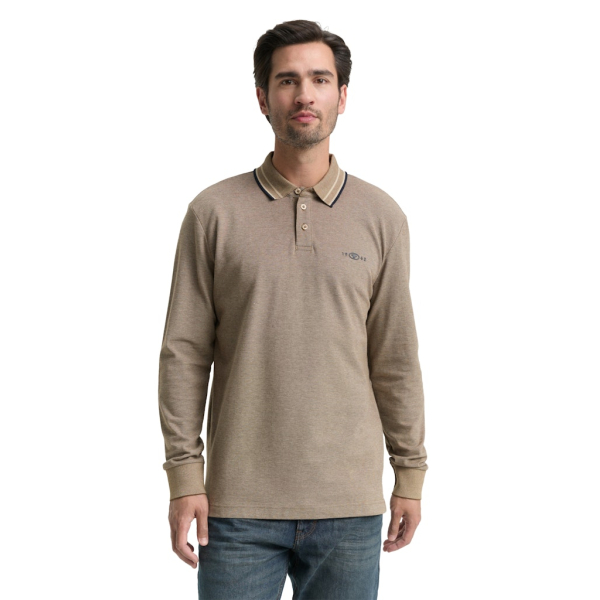 Tom Tailor Longsleeve Polo Shirt Cashew Beige