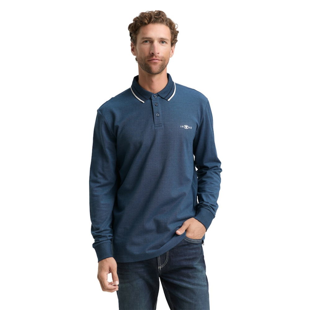 Tom Tailor Longsleeve Polo Shirt Navy Blue