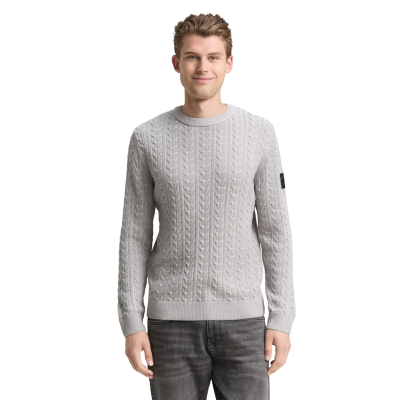 Tom Tailor Trui Cable Grey Off White