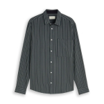 Tom Tailor Shirt Striped Darkest Olive White