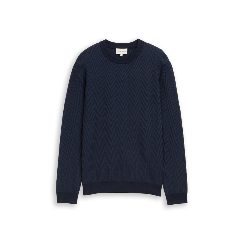 Tom Tailor Trui Herringbone Navy