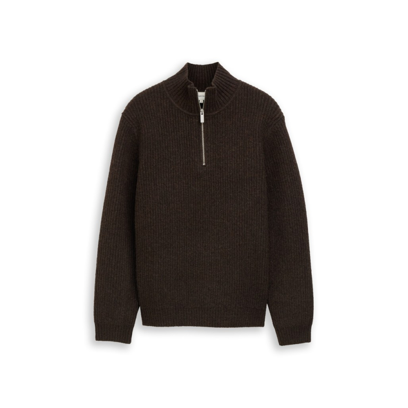 Tom Tailor Trui Troyer Chunky Dark Chocolate