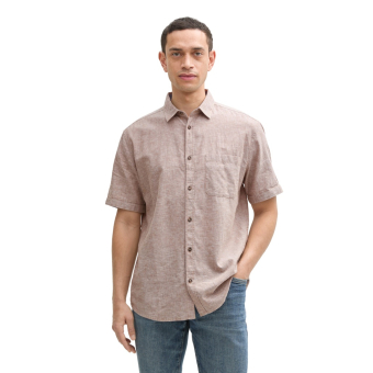 Tom Tailor Shirt Linnen Mocha Brown