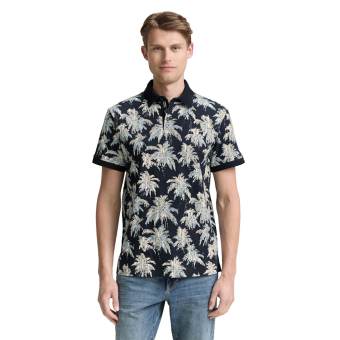 Tom Tailor Polo Shirt Palm Tree Navy Blue