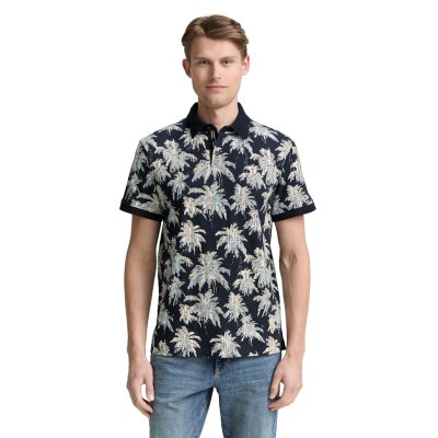 Tom Tailor Polo Shirt Palm Tree Navy Blue Tom Tailor Polo Shirt Palm Tree Navy Blue