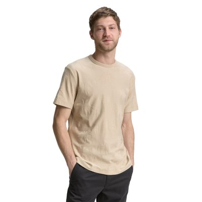 Tom Tailor T-Shirt Jacquard Palm Beige Tom Tailor T-Shirt Jacquard Palm Beige