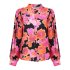 Geisha Blouse Flowers Pink Black