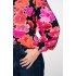 Geisha Blouse Flowers Pink Black