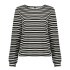 Geisha Top Ajour Striped Black Off White